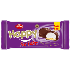 Aldiva Happy Tea Cakes Chocolate Covered & Caramel Filled Biscuit With Marshmallow 240 gr 