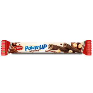Aldiva Power Up Milk Chocolate Coated Roll Wafer With Hazelnut Cream And Particles 26 gr 