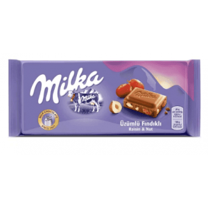 Milka Tablet Chocolate With Raisin And Hazelnut 80 gr
