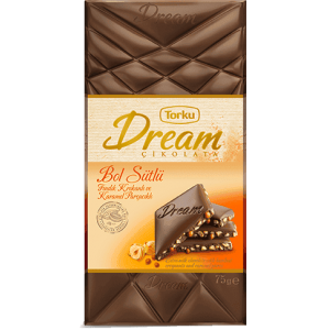 Torku Dream Rich Milk Chocolate With Hazelnut Croquette And Caramel Chips 75 gr 