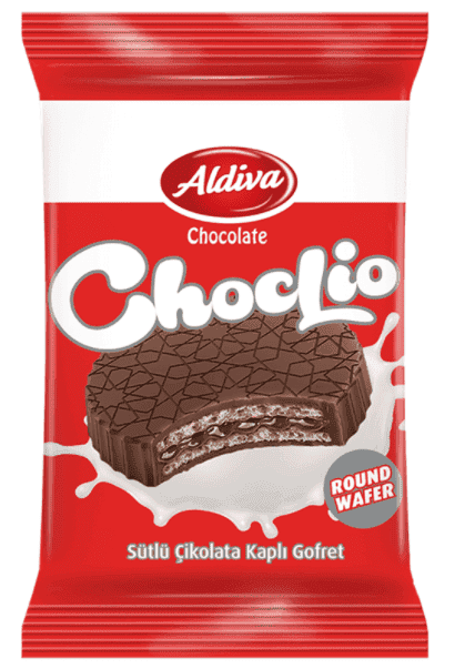 Aldiva Choclio Round Milk Chocolate Coated & Chocolate Cream Wafer 20 gr 