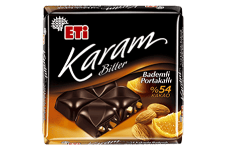 Eti Karam Bitter Chocolate With 54% Cocoa And Orange & Almonds 80 gr 