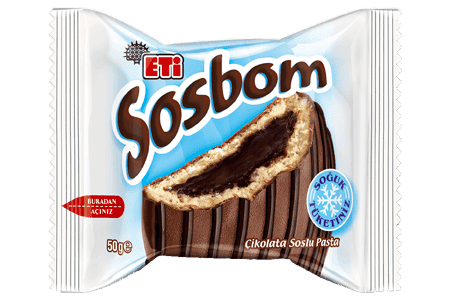 Eti Sosbom Chocolate Coated & Chocolate Sauce Filled Cake 50 gr 