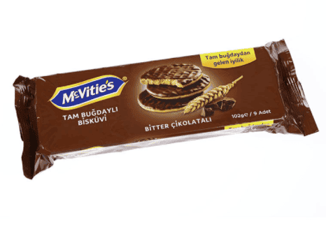 Mc Vitie's Whole Wheat Biscuit Coated Bitter 102 gr 