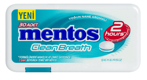 Mentos 2 Hours Clean Breath Plastic Dispenser Intensive Mint Candy 21 gr