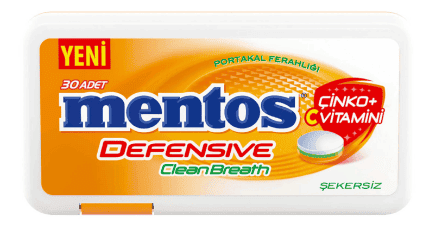 Mentos Defensive Clean Breath Vitamin C Plastic Dispenser Orange Candy 21 gr