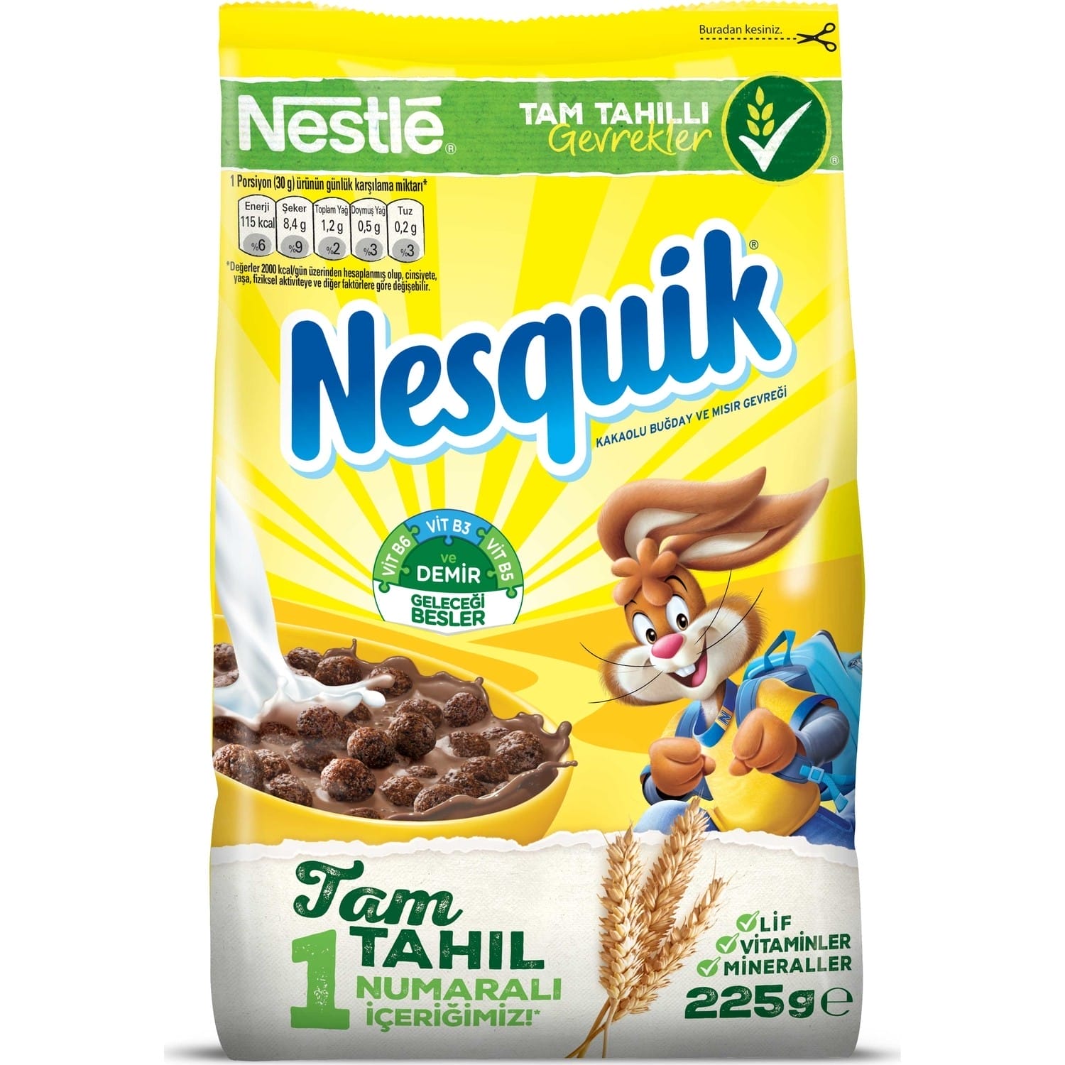 Nestle Nesquik Cocoa Wheat And Corn Flakes 225 gr 