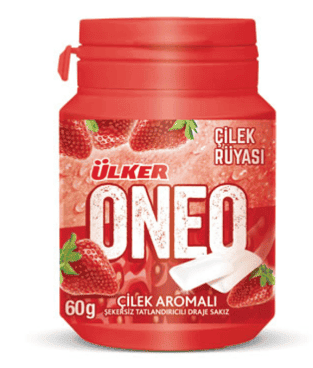 Ülker Oneo Strawberry Bottle Dragee Gum 60 gr